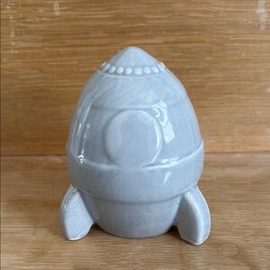 Gray Ceramic Rocket Decor
